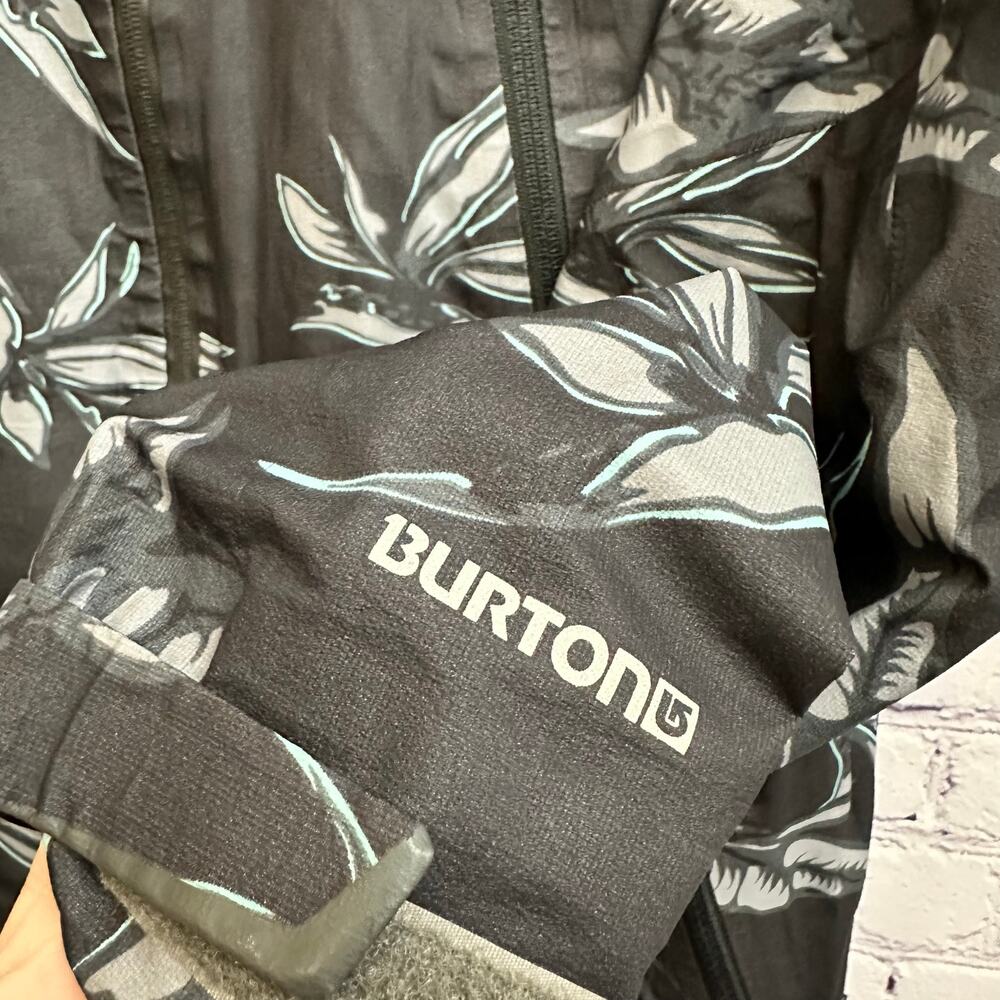 Burton Black & White Floral Hooded Jacket Women's Small Lightweight Layering - Picture 6 of 11